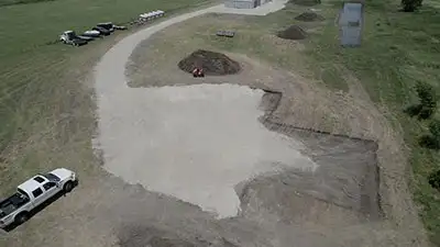 A new building pad is prepped near waco texas by dmb land services