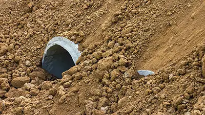propper drainage installed during site preparation on commercial site
